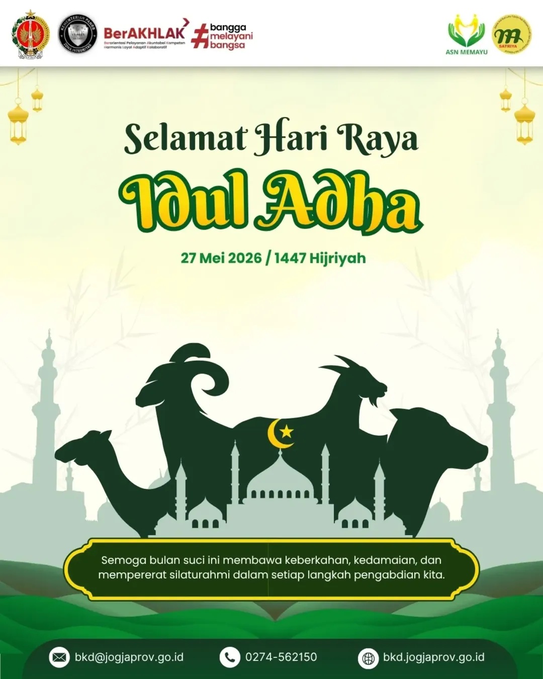 Memaknai Hari Raya Idul Adha 1447 H, BKD DIY Ajak ASN Tingkatkan Semangat Pengorbanan dan Kepedulian Sosial