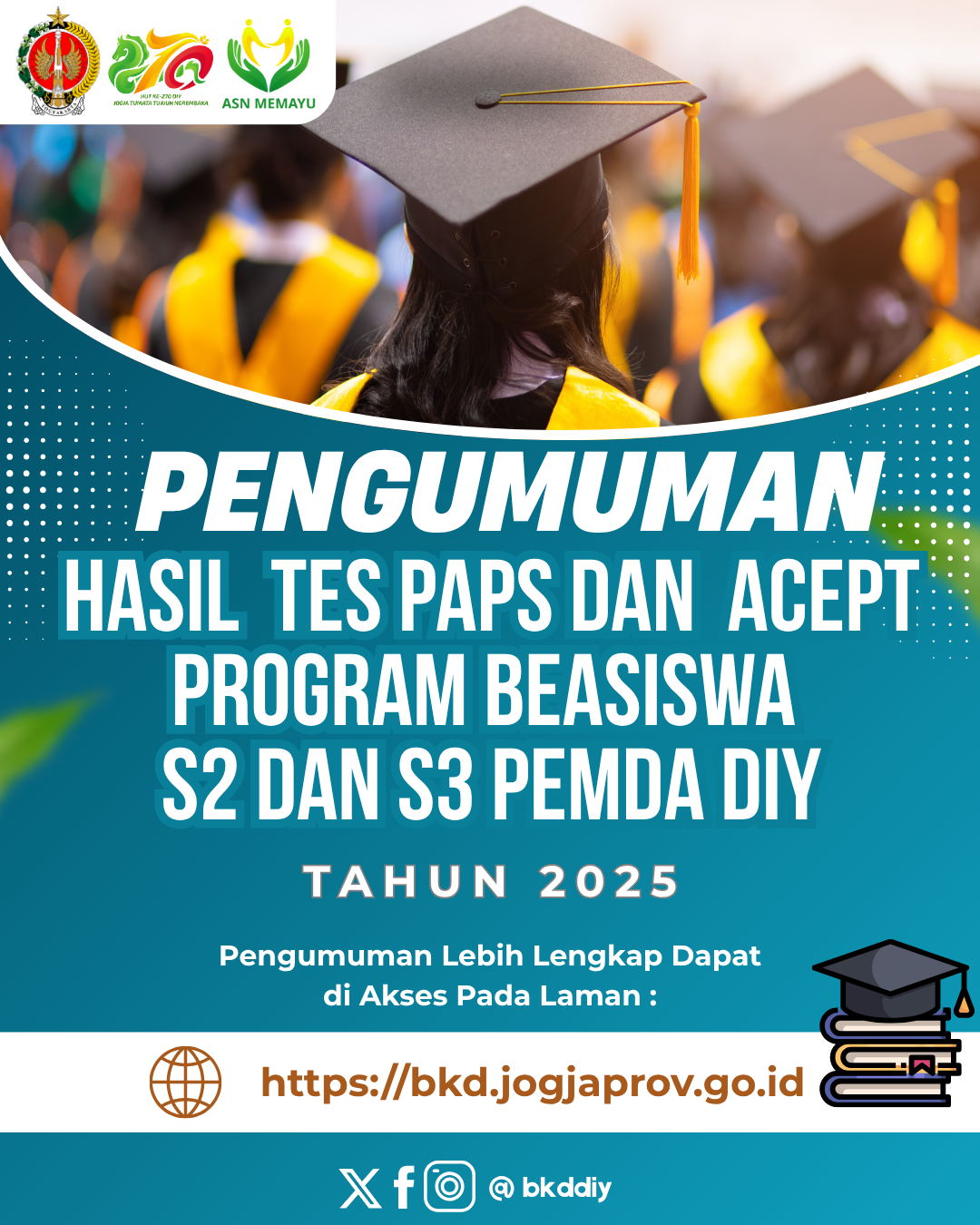 Hasil Tes PAPS dan ACEPT Program Beasiswa Tugas Belajar dan Izin Belajar Dengan Bantuan Biaya APBD DIY Tahun 2025